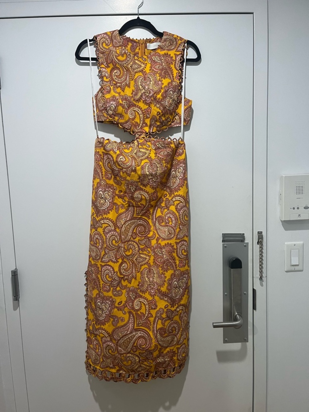 Zimmermann Yellow Paisley Cutout Midi Dress size 1